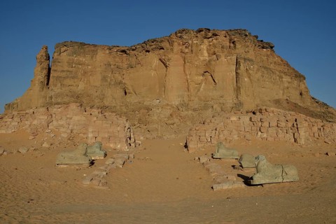 Aries Sphinx of Amun temple at the foot of Jebel Barkal, Karima, State of ash-Schamaliyya, Nubia,