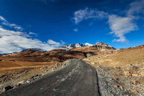 Manali-Leh road to Ladakh in Indian Himalayas near Baralacha-La pass. Himachal Pradesh, India, Asia