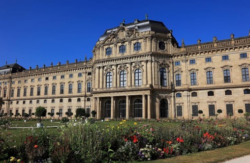 Old town of Würzburg, the Würzburg Residence, view from the courtyard garden, UNESCO World Heritage