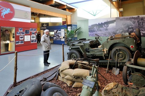 Jeep and weapons at the Pegasus Museum near Ouistreham, Normandy, France, Europe