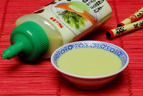 Wasabi sauce in peel, Japanese horseradish, seasoning sauce