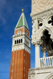 Campanile and Doge's Palace, Palazzo Ducale, Venice, Veneto, Italy, Europe