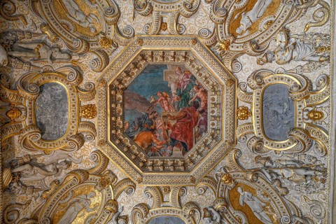 Ceiling painting, Doge's Palace, San Marco district, Venice, Veneto region, Italy, Europe
