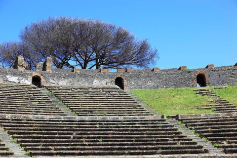 The theatre, Pompeii, ancient city in Campania on the Gulf of Naples, buried during the eruption of