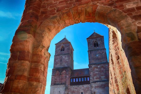 Ruin of the monastery church of St. Mary, Veßra Monastery, Hildburghausen County, Thuringia,