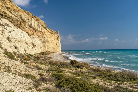 Beach on the cliffs of Cape Aspro near Pissouri, Cyprus, Europe