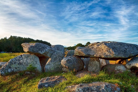 Menhirs near Carnac, megalithic culture, Brittany, France, Europe