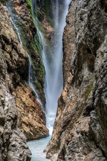 Waterfall, Hammersbach flows through Höllentalklamm, near Garmisch-Partenkirchen, Werdenfelser