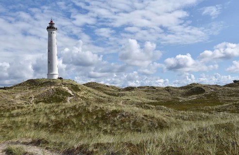 Lyngvig Lighthouse, Lyngvig Fyr in the dunes of Denmark