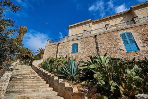 Super wide angle shot, Historic building, Levanzo town, Levanzo, Egadi Islands, Sicily, Italy,
