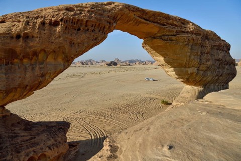 The Arch, also known as Rainbow Rock, near AlUla, Medina Province, Saudi Arabia, Arabian Peninsula,