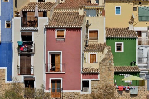 Colourful façades, Villajoyosa or La Vila Joiosa, Costa Blanca, Spain, Europe