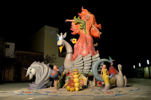 Falla, a papier-mâché figure, at the Falles or Fallas spring festival, Pego, Province of Alicante,