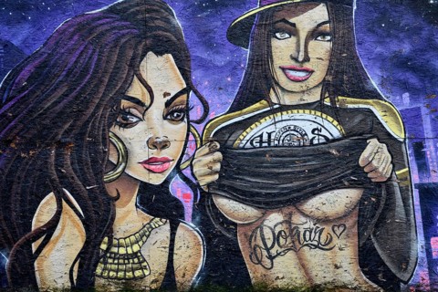 Graffito, Reeperbahn, St. Pauli, Hamburg, Germany, Europe