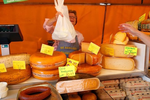 Cheese stall at the market, Den Burg, Texel, Cheese stall, Netherlands