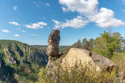 The vase of Sevres, spectacular rock in the Jontes Gorges. Le Rozier, Lozere, france