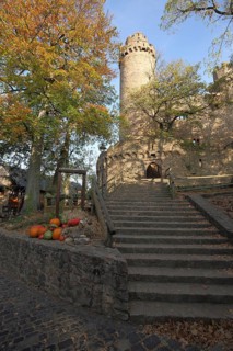 Auerbach Castle Ruin in Autumn near Bensheim, Bergstrasse, Hesse, Germany, Europe