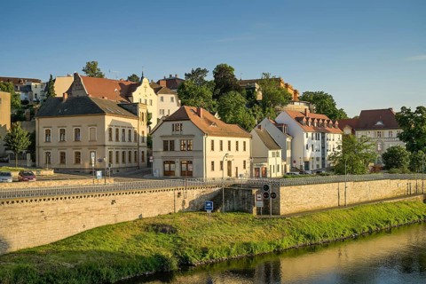Town view, Mühlstraße, Old Town, Bernburg, Salzlandkreis, Saxony-Anhalt, Germany, Europe