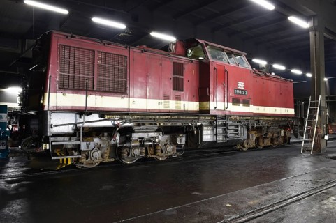 Diesel locomotive of the Harz narrow gauge railway in the engine shed, Wernigerode, Saxony-Anhalt,