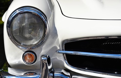 Car headlights, classic car, Mercedes-Benz type 300 SL, at classic car meeting, Germany, Europe