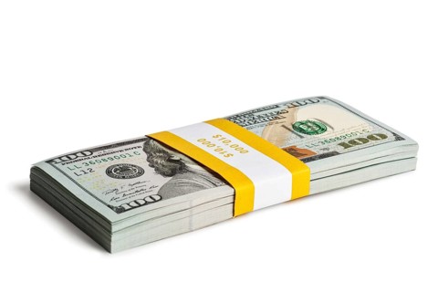 Creative business finance making money concept, bundle of 100 US dollars 2013 edition banknotes