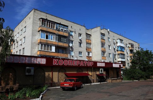 Small village with shops outside the uninhabitable 30-kilometre zone around the Chernobyl power