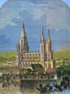The neo-Gothic Market Church in Wiesbaden after its completion in 1863, Germany, Historic,
