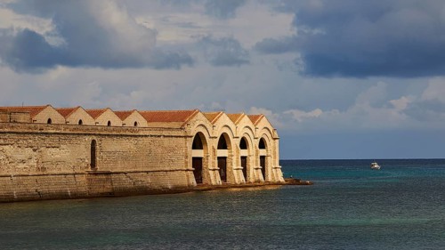 Green sea, Dark clouds, Dramatic light, Tonnara, Old tuna factory, Favignana town, Main town,