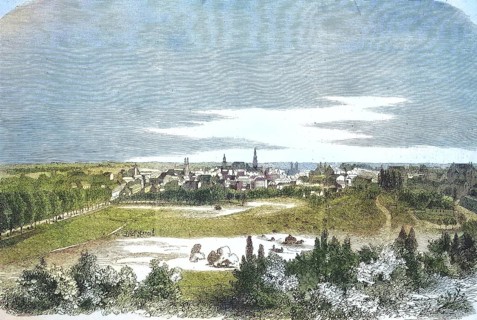 View of Poznan in 1869, today Poznan, Poland, Historic, digitally restored reproduction of a 19th