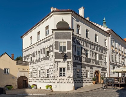 Knights House, U Rytiru, with sgraffiti decoration, Mikulov, Czech Republic, Europe