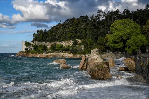 Access to Miramare Castle, Trieste, Friuli Venezia Giulia Region, Italy, Europe