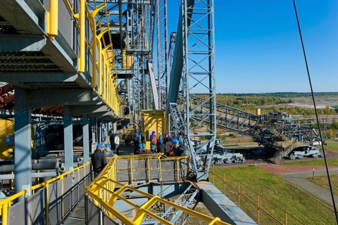 The F60 overburden conveyor bridge visitor mine is located on Bergheider See near the village of
