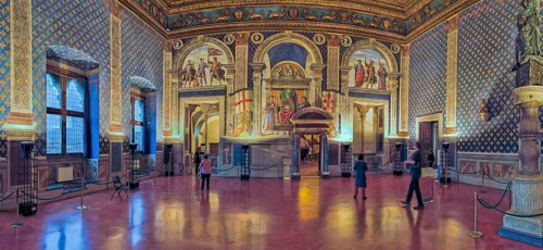 Palazzo Vecchio Interior Panorama Florence Italy