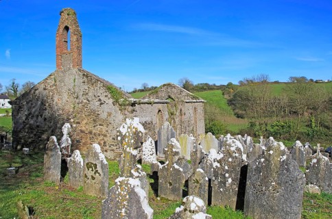 Seventeenth century Kilcredan church ruins and graveyard, County Cork, Ireland, Europe