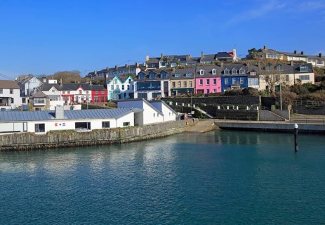 View of village the harbour from the sea, Baltimore, County Cork, Ireland, Irish Republic, Europe