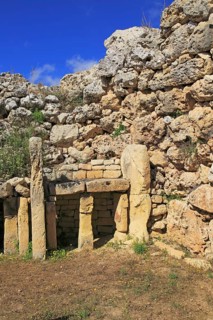 Ggantija neolithic megalithic 5500 years old prehistoric temple complex site Gozo, Malta, Europe