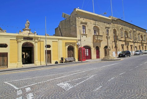 Historic buildings village street and folklore museum in Gharb, Gozo, Malta, Europe