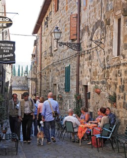 People in the historic centre of Bolsena, Lazio, Italy (for editorial use only)