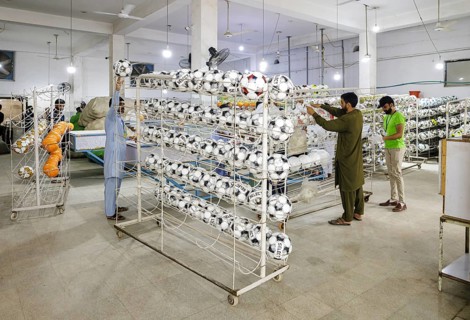 Anwar Khawaja Industries PVT. LTD produces footballs for the Bundesliga, among others. Sialkot, 23