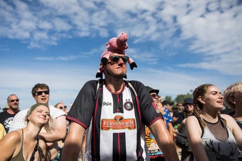 Festival visitors at the Beach Stage at the Highfield Festival on Saturday, Störmthaler See,