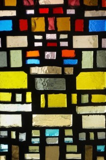 Glass blocks, coloured glass, cemetery near the parish church of St. Mauritius, Langenenslingen,