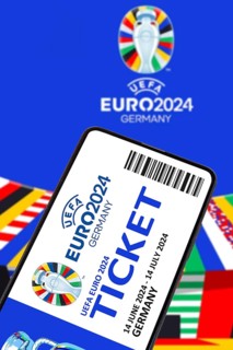 Ticket for UEFA euro 2024 Germany European Football Championship European Championship logo on a