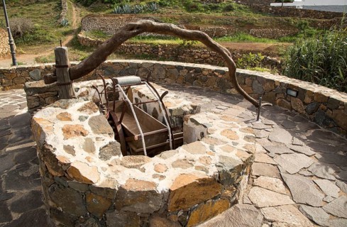 Historic traditional water wheel irrigation system, Betancuria, Fuerteventura, Canary Islands,