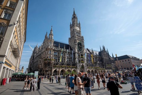 New Town Hall Munich, Neo-Gothic, Marienplatz, Munich, Bavaria, Germany, Europe