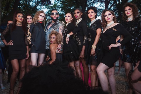 Harald Glööckler together with models at the first Fashion Night for his new fashion collection