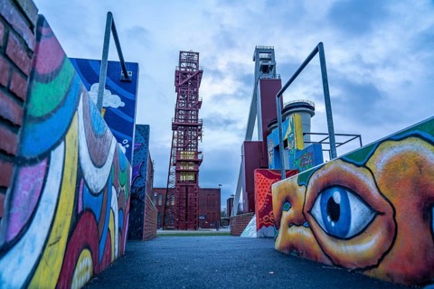 Shaft complex of the former Schlägel & Eisen coal mine, Shaft 3/4/7, Herten, North