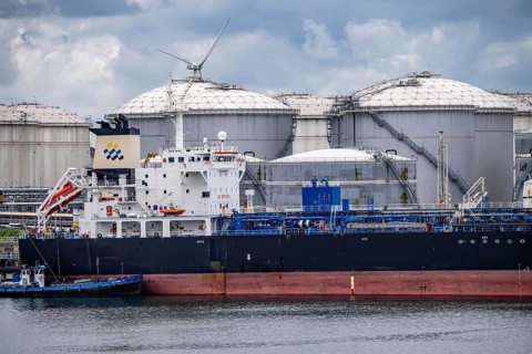 Tankers, in the petroleum harbour, seaport of Rotterdam, Maasvlakte, Rotterdam Netherlands