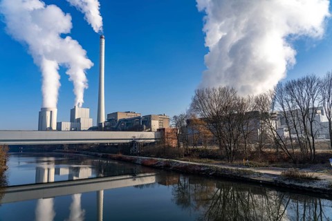 The STEAG combined heat and power plant in Herne-Baukau, hard coal-fired power plant, in front the