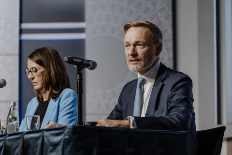 Christian Lindner (FDP), Federal Minister of Finance, photographed during the press conference on