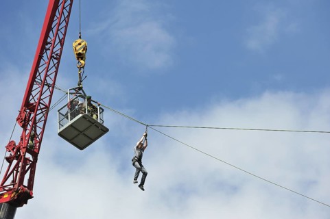Child on death ride during open day of the Belgian army at Leopoldsburg, Belgium, Europe
